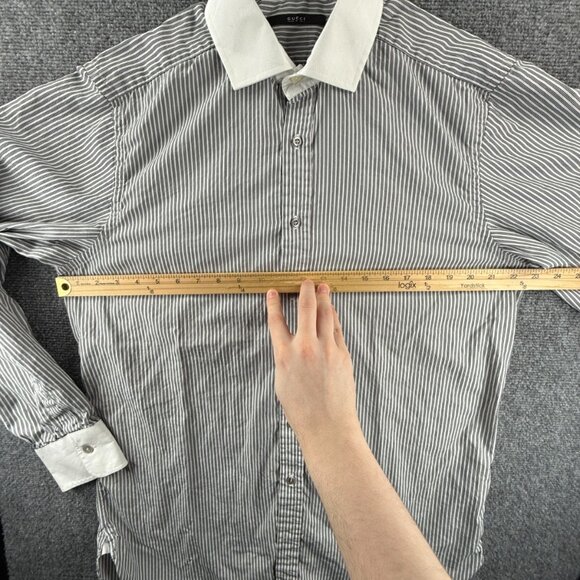 Gucci Striped Black White Contrast Collar Italy Made Button Up Shirt Size Woven - Picture 7 of 16
